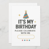 Farbenfrohe Einladung "Es ist mein Geburtstag" (Vorne/Hinten)