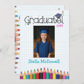 Farbenfrohe Einladung von Tiny Grad Abschluss (Vorne/Hinten)