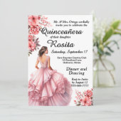 Farbenfrohe Einladung zu Quinceanera (Stehend Vorderseite)