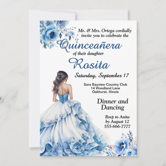 Farbenfrohe Einladung zu Quinceanera (Vorderseite)