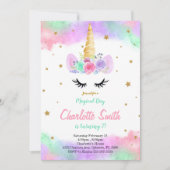 Farbenfrohe Einladung zum Einhorn (Vorderseite)