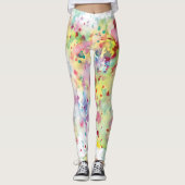 Farbenfrohe, einzigartige Paint Spritzer Regenboge Leggings (Vorderseite)