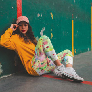 Farbenfrohe, einzigartige Paint Spritzer Regenboge Leggings