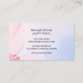 Farbenfrohe, einzigartige rosa Aquarellfarben-Desi Visitenkarte (Rückseite)