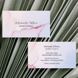 Farbenfrohe, einzigartige rosa Aquarellfarben-Desi Visitenkarte
