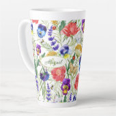 Farbenfrohe Einzigartige Wasserfarbe Wilde Blume B Milchtasse (Linke Ecke)