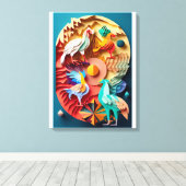 Farbenfrohe, einzigartige Wohngestaltung Leinwanddruck (Insitu (Holzboden))