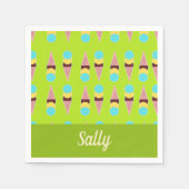 Farbenfrohe Eiscreme auf Grün Serviette (Vorderseite)