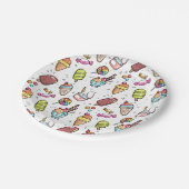 Farbenfrohe Eiscreme, Bonbons und Lollenmuster Pappteller (Schrägansicht)