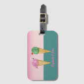 Farbenfrohe Eiscreme Cones Cactus Pink Flamingos Gepäckanhänger (Vorderseite Vertikal)