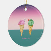 Farbenfrohe Eiscreme Cones Cactus Pink Flamingos Keramik Ornament (Links)