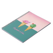 Farbenfrohe Eiscreme Cones Cactus Pink Flamingos Notizblock (Linke Seite)