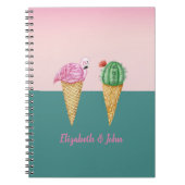 Farbenfrohe Eiscreme Cones Cactus Pink Flamingos Notizblock (Vorderseite)