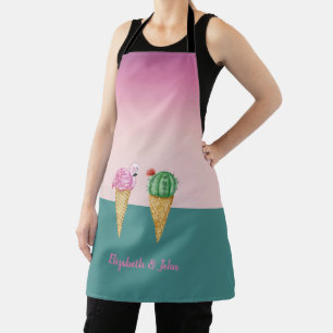 Farbenfrohe Eiscreme Cones Cactus Pink Flamingos Schürze