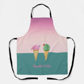 Farbenfrohe Eiscreme Cones Cactus Pink Flamingos Schürze (Vorderseite)