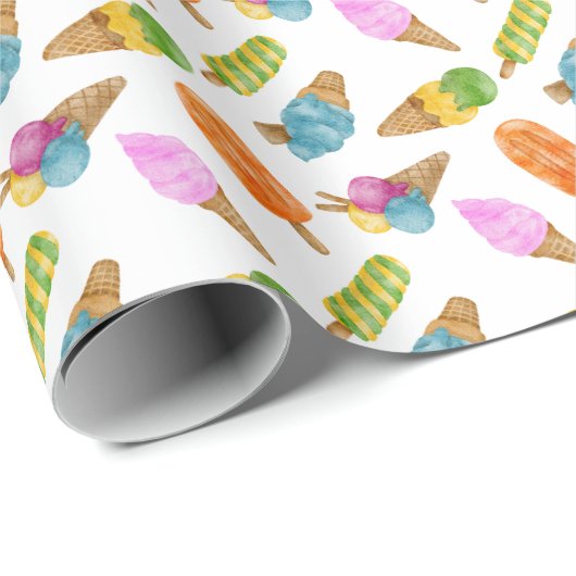 Farbenfrohe Eiscreme Muster Geschenkwrake Geschenkpapier (Rolleneckpunkt)