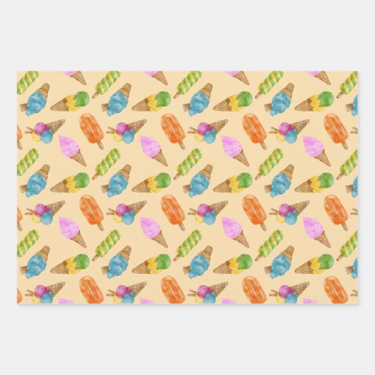 Farbenfrohe Eiscreme Muster Geschenkwrake Geschenkpapier Set (Vorderseite 3)