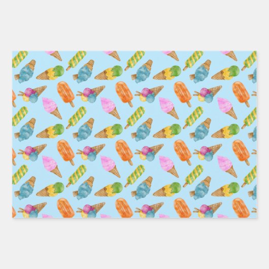 Farbenfrohe Eiscreme Muster Geschenkwrake Geschenkpapier Set (Vorderseite 2)