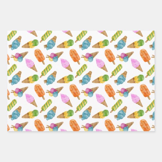 Farbenfrohe Eiscreme Muster Geschenkwrake Geschenkpapier Set (Vorderseite)