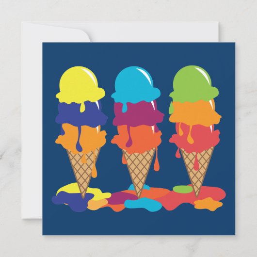 Farbenfrohe Eiscreme-Party Einladung (Rückseite)