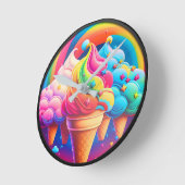 Farbenfrohe Eiscreme Runde Wanduhr (Winkel)