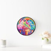 Farbenfrohe Eiscreme Runde Wanduhr (Zuhause)