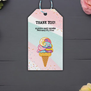Farbenfrohe Eiscreme Scoop Sprinkles Babydusche Geschenkanhänger