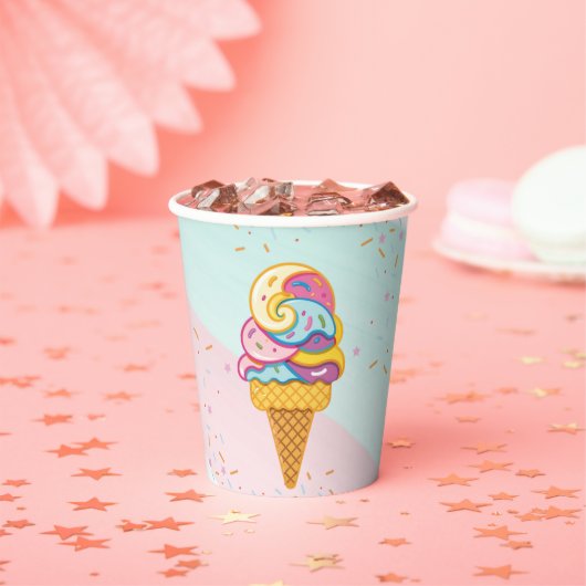 Farbenfrohe Eiscreme Scoop Sprinkles Babydusche Pappbecher (Insitu)