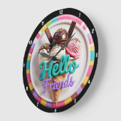 Farbenfrohe Eiscreme Spaß Sprinkles Freundliche Na Große Wanduhr (Winkel)