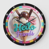 Farbenfrohe Eiscreme Spaß Sprinkles Freundliche Na Große Wanduhr (Vorderseite)