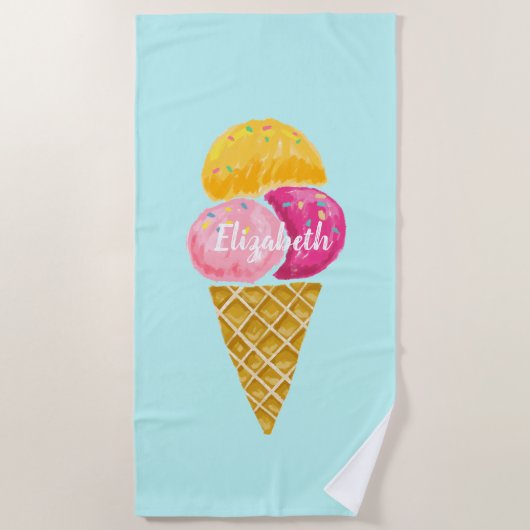 Farbenfrohe Eiscreme Strandtuch (Vorderseite)