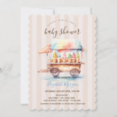 Farbenfrohe Eiscreme - Streifen Babydusche Einladung (Vorderseite)