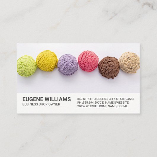 Farbenfrohe Eiscreme Visitenkarte (Rückseite)