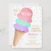 Farbenfrohe Eiscreme zum Geburtstag Einladung (Vorderseite)