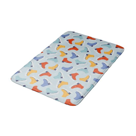 Farbenfrohe Eiszeit Skate Wintermuster Badematte (Schrägansicht)