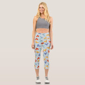 Farbenfrohe Eiszeit Skate Wintermuster Capri Leggings (Vorderseite)