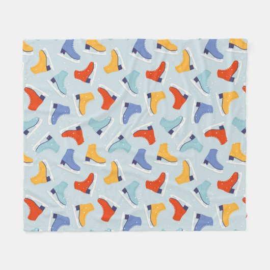 Farbenfrohe Eiszeit Skate Wintermuster Fleecedecke (Vorderseite (Horizontal))