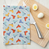 Farbenfrohe Eiszeit Skate Wintermuster Geschirrtuch (Viertel Falte)