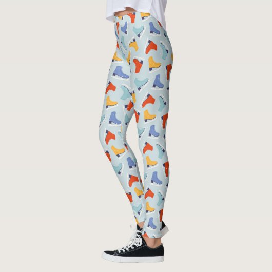 Farbenfrohe Eiszeit Skate Wintermuster Leggings (Links)