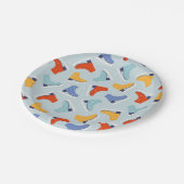 Farbenfrohe Eiszeit Skate Wintermuster Pappteller (Schrägansicht)