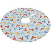 Farbenfrohe Eiszeit Skate Wintermuster Polyester Weihnachtsbaumdecke (Schrägansicht)