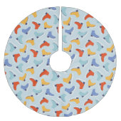 Farbenfrohe Eiszeit Skate Wintermuster Polyester Weihnachtsbaumdecke (Vorderseite)