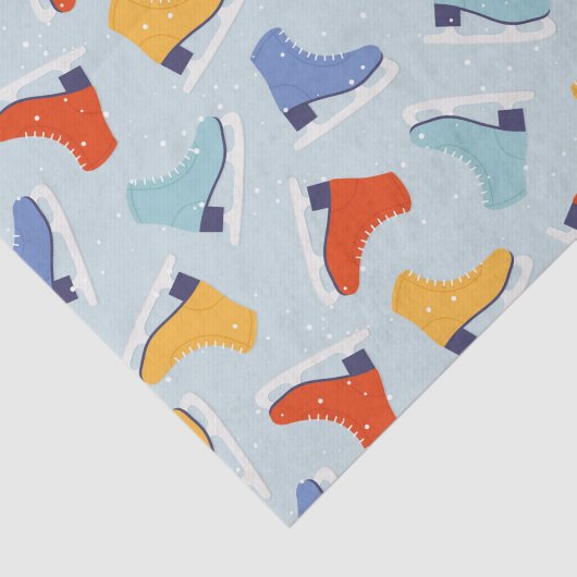 Farbenfrohe Eiszeit Skate Wintermuster Seidenpapier (Ausschnitt)