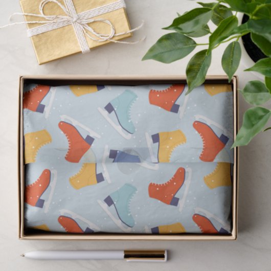 Farbenfrohe Eiszeit Skate Wintermuster Seidenpapier (Geschenk)