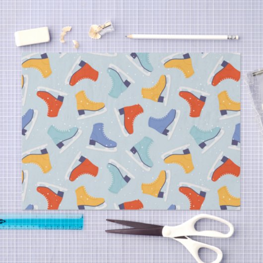 Farbenfrohe Eiszeit Skate Wintermuster Seidenpapier (Handwerk)