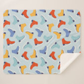 Farbenfrohe Eiszeit Skate Wintermuster Sherpadecke (Vorderseite (Horizontal))