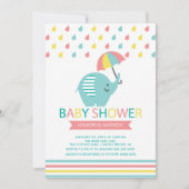 Farbenfrohe Elefant Baby Dusche Einladung (Vorderseite)