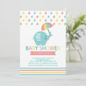 Farbenfrohe Elefant Baby Dusche Einladung (Stehend Vorderseite)