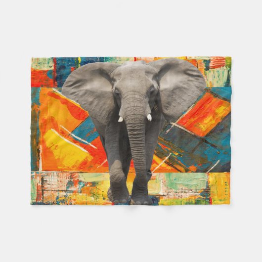 Farbenfrohe Elefant Blanket Fleecedecke (Vorderseite (Horizontal))