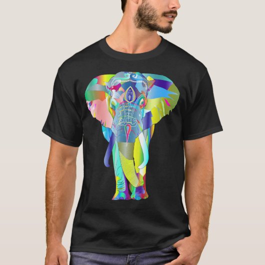 Farbenfrohe Elefant Unisex T-Shirt (Vorderseite)